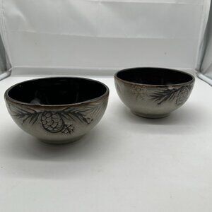 New 2 North Pole Trading Company Pine Retreat Ivory Soup Cereal Bowls 6"